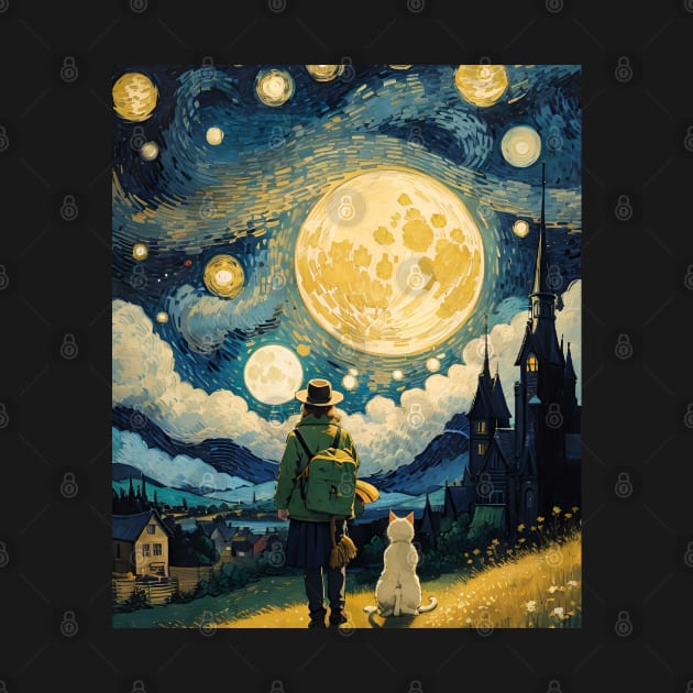 Starry Night Cat, Van Gogh Cat, Cat Lover, Cat Mom, Cat Dad by VisionDesigner