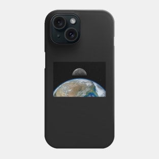 Planet Earth and Moon against dark starry sky Phone Case