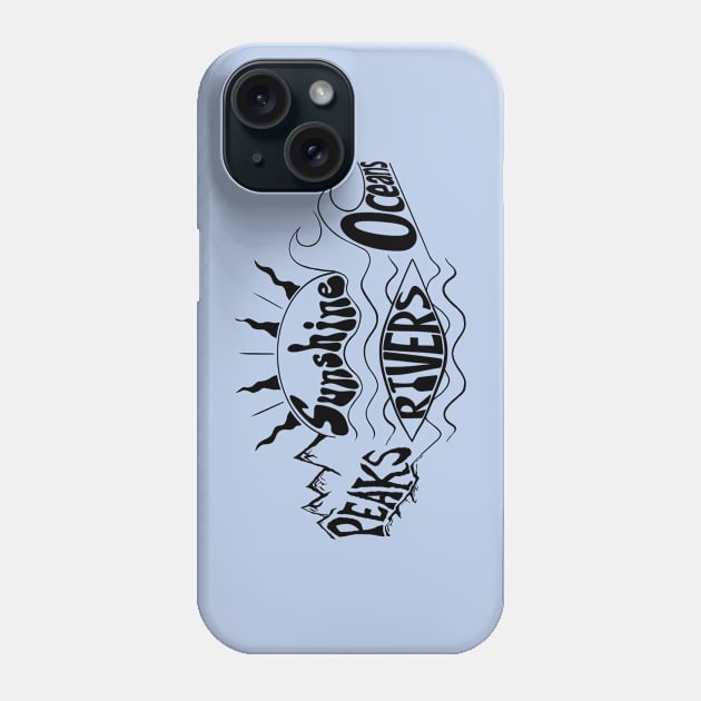 Sunshine Rivers Peaks Oceans Wanderlust Life Wander More Travel hike surf climb float Phone Case by BrederWorks