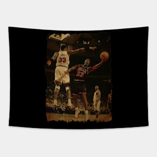 MJ #23 vs Patrick Ewing #33 Vintage Tapestry