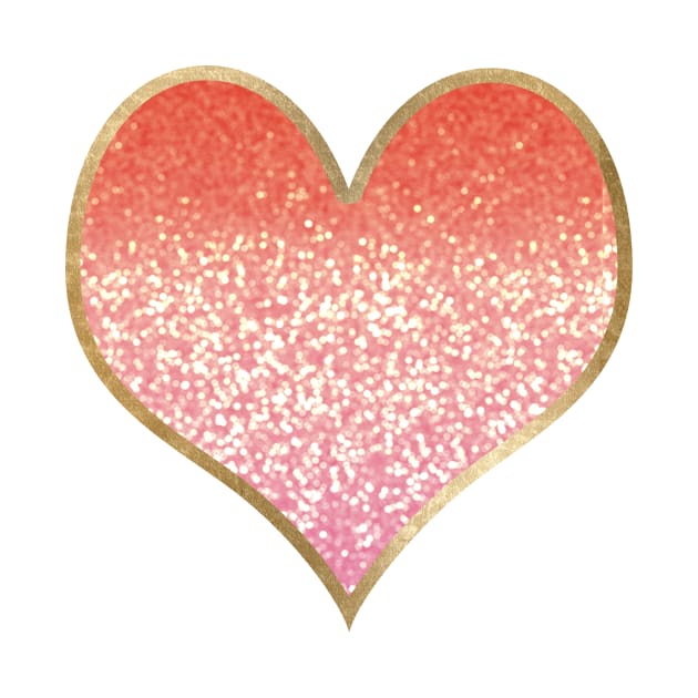 Heart - golden coral pink gradient by peggieprints