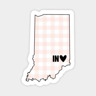 USA States: Indiana (pink plaid) Magnet