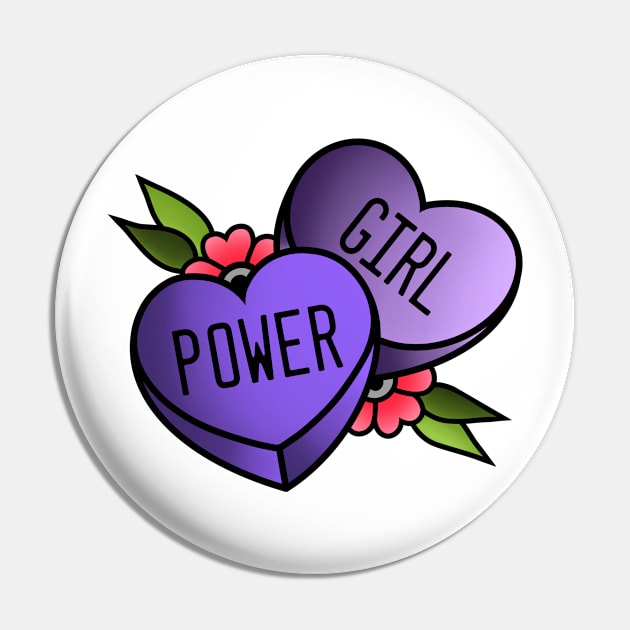 Girl Power Candy Sweet Heart Pin by ladyjrae