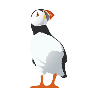 Curious Puffin - on white T-Shirt