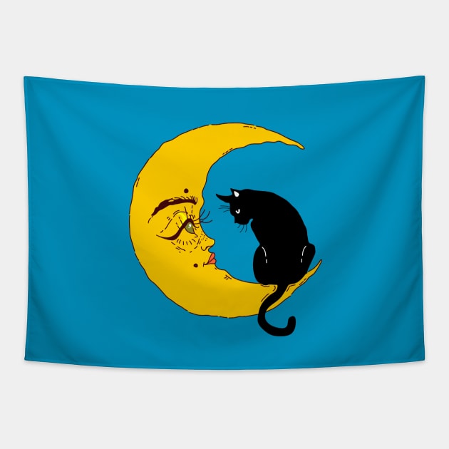 Cat and moon Tapestry by My Happy-Design