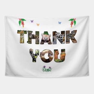 Thank you - wildlife designs oil painting word art Tapestry