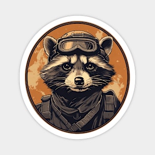 Raccoon Pilot Aviator Vintage Portrait Magnet