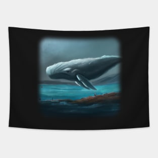 Whale floating in the sky Tapestry