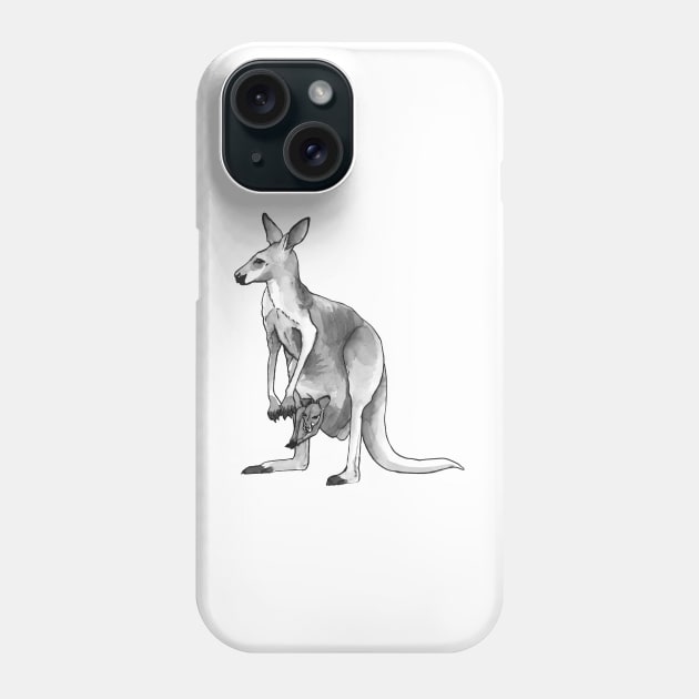 Kangaroo + Joey Ink Drawing Phone Case by Ciarabarsotti