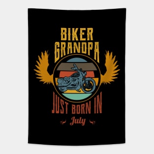 Biker grandpa just born in july Tapestry