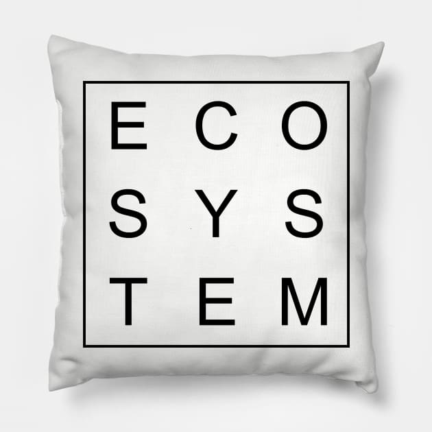 simple and minimalist design of ecosystem black word Pillow by Typography Dose