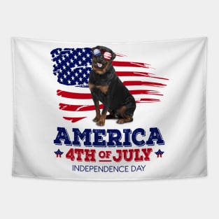 Rottweiler Flag USA - America 4th Of July Independence Day Tapestry