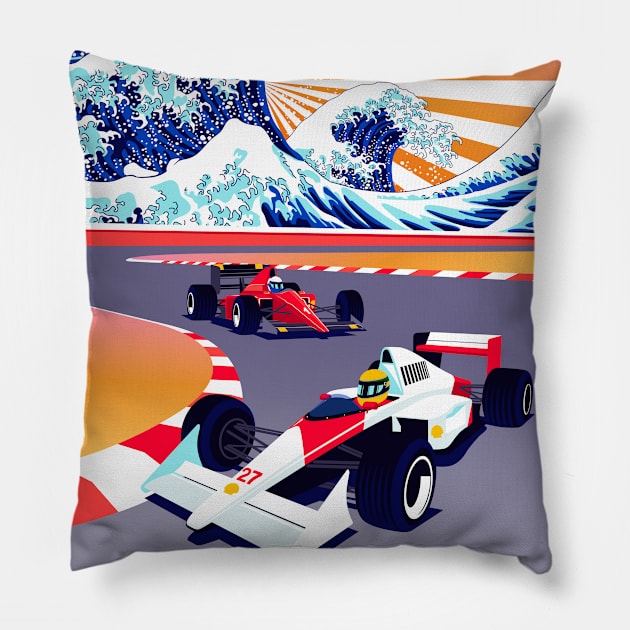 Suzuka Vintage Racing Pillow by RaceCarsDriving