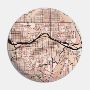 Calgary Map Pattern in Soft Pink Pastels Pin