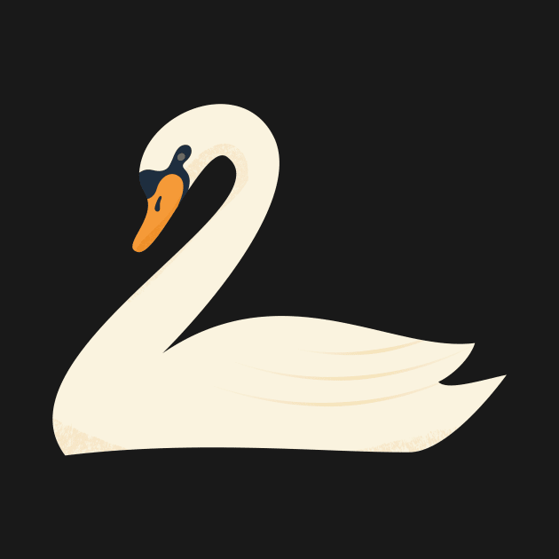 Minimal White Swan Bird by kpatart