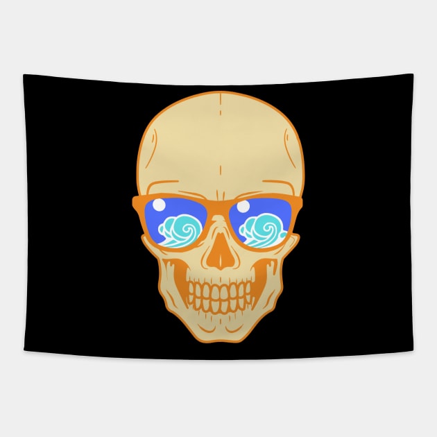 Skull Waves Skeleton Beach Party Tapestry by Hypnotic Highs