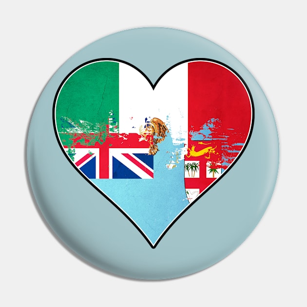 Mexican and Fijian Heart Mix Heritage Flag Pin by Just Rep It!!