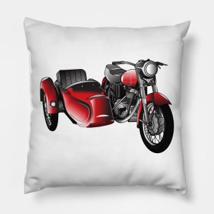 Sidecar motorcycle cartoon illustration Pillow