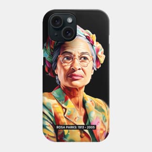 Black History Month: The Back of the Bus with Rosa Parks  on a dark (Knocked Out) background Phone Case