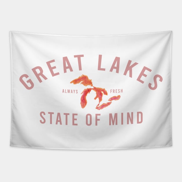 Great Lakes State of Mind Blush Lakes Tapestry by GreatLakesLocals