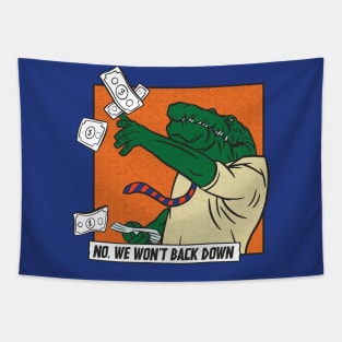 Vintage We Won't Back Down // Florida Blue & Orange Comic Swamp Alligator Tapestry