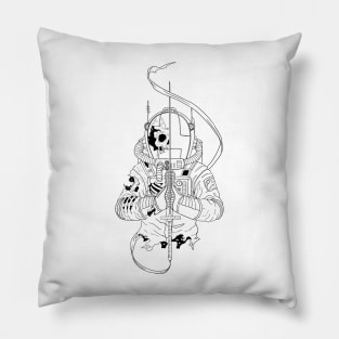 Space samurai skeleton transparent Pillow