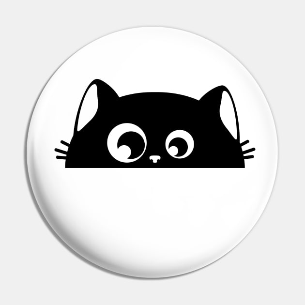 Black kitty hiding Pin by AnnArtshock