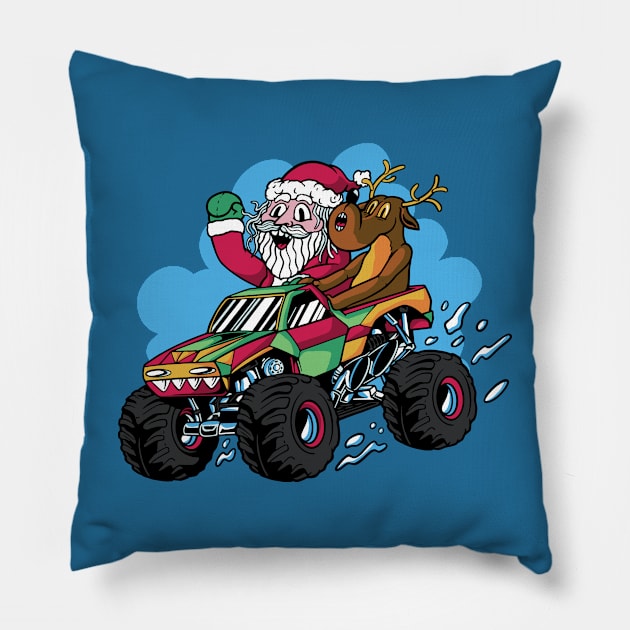 Ready to Crush Christmas // Santa Monster Truck Xmas Pillow by SLAG_Creative