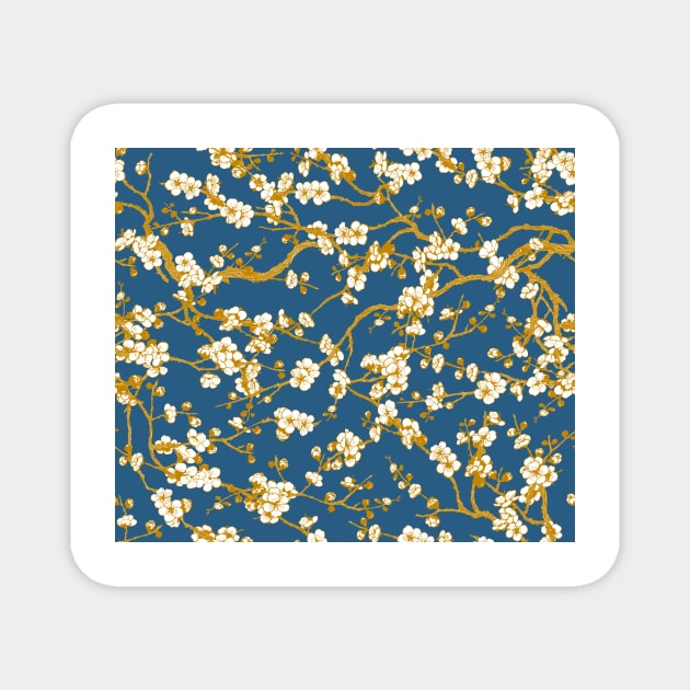 sakura (gold and blue) Magnet by BessoChicca