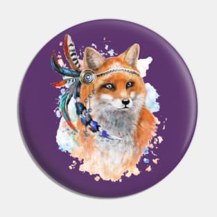 Cute fox with colorful feathers Pin