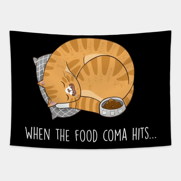 When the food coma hits Gift T-shirt For Lover Cat Tapestry by worshiptee