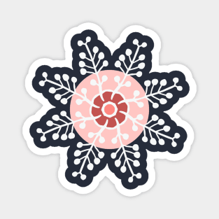 seamless pattern with snowflakes on light pink Magnet