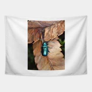 Altica sp. beetle on dried leaves Tapestry