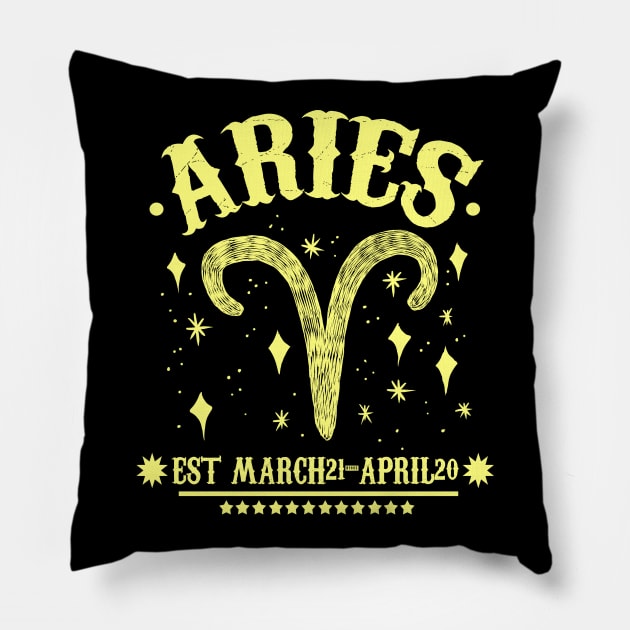 Aries Zodiac Pillow by absolemstudio