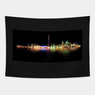 Toronto Skyline At Night From Centre Island Reflection Tapestry