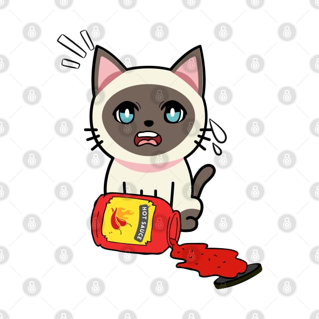 Cute Siamese cat Spills Hot Sauce Tabasco by Pet Station