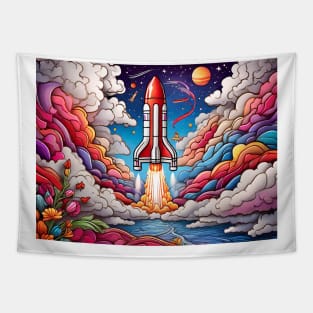 Rocketing through Cloudscapes: A Coloring Spectacle (142) Tapestry