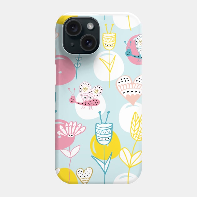 Childrens pattern - summer meadow Phone Case by grafart