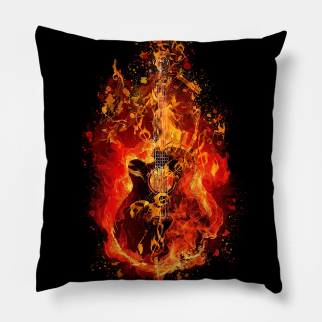 Fire Guitar Pillow by DavidLoblaw