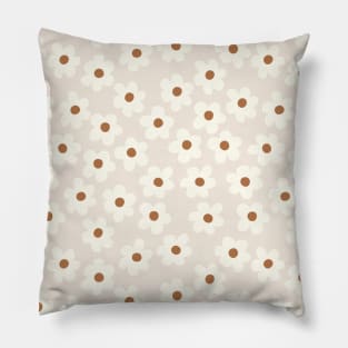 groovy retro y2k 2000s big flower power 1960s 60s 70s danish aesthetics coconut girl ditsy daisies neutral beige terracotta Pillow