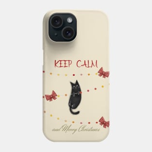 Merry Christmas - Black cats with Santa hat. Phone Case