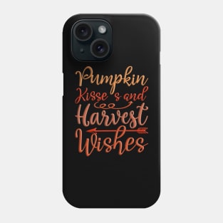 Pumpkin Kisses and Harvest Wishes, colorful autumn, fall seasonal design Phone Case