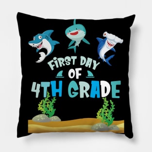 First Day Of 4th Grade Sharks Students Happy Back To School First Day Of School Pillow