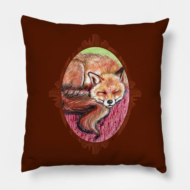 Fox dreaming Pillow by Pendientera