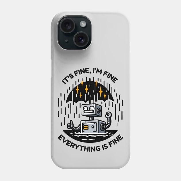 Funny Robot - It's Fine, I'm Fine, Everything is Fine Phone Case by TeeTopiaNovelty