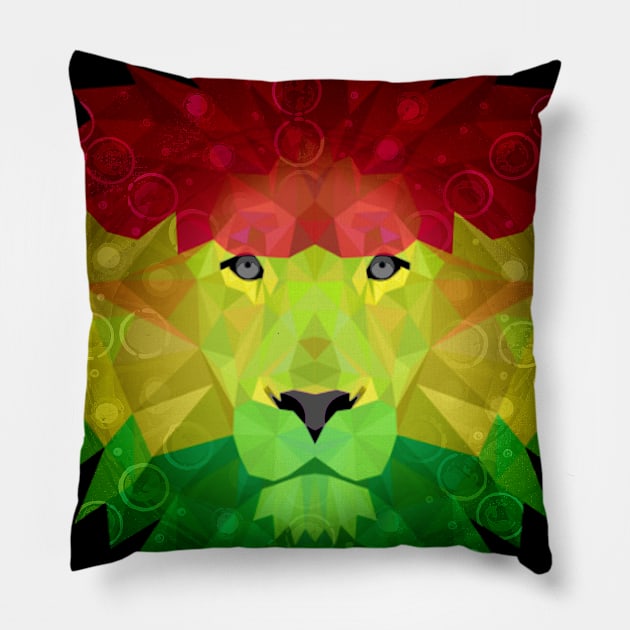 Rasta Lion Fractal Pillow by LionTuff79