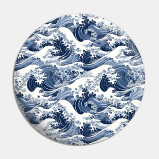 Ephemeral Crests: Hokusai Waves Reimagined Pin