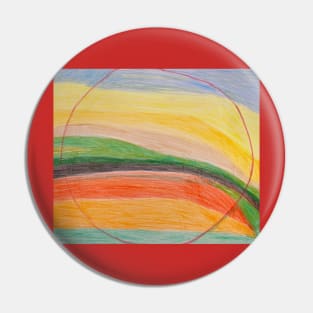 Redlined Circle In Centre With Colourful Background Pin