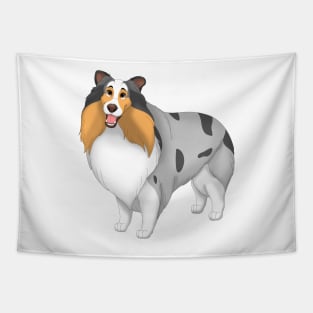 White, Blue Merle & Tan Shetland Sheepdog Dog Sheltie Tapestry