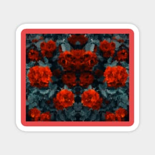 Symmetric dark red flowers pattern oil painting Magnet